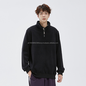 Alta calidad logotipo personalizado 14 Zip pulóver Casual cuarto de cremallera hombres sudadera bordada impresión al por mayor polar sudaderas con capucha medio - Product Image 3