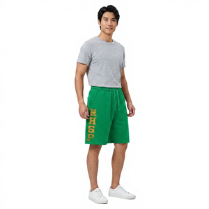 Shorts cargo pour hommes avec lettres brodées, respirants, taille haute, cordon de serrage, en coton, style décontracté - Product Image 2