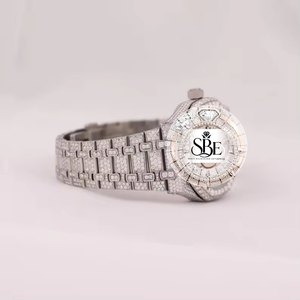 Indian Supplier Moissanite Diamond Automatic <b>Watch</b> Fully Studded Square Stainless Steel <b>Case</b> for Men Available at Export Price - Product Image 2