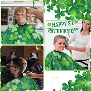 Capa de Peluquería con Patrón de Trébol Verde, Poliéster Resistente al Agua, Capa de Corte de Pelo para Salón de Belleza, Cierre Ajustable con Broches, Reutilizable - Product Image 6