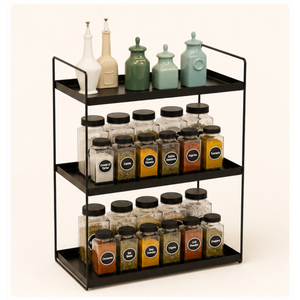 3-Tier Metal Spice <b>Rack</b> Organizer for <b>Kitchen</b> Countertop Standing Seasoning Shelf Space-Saving Pantry <b>Storage</b> <b>Rack</b> for Jars - Product Image 3