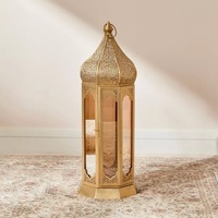 Lanterne marocaine dorée attrayante et magnifique, style minaret, porte-bougie durable, écologique, matériaux personnalisés pour la maison