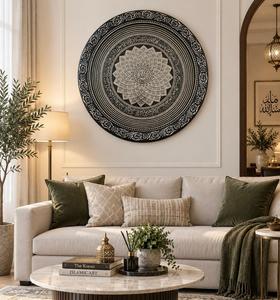 Sculpture murale islamique traditionnelle de luxe en acier inoxydable, calligraphie arabe noire et or, motif personnalisé, décoration intérieure pour - Product Image 1