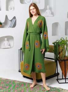 Elegante pareo oversize de playa con ojo turco, el más vendido, bordado a mano, manga larga, corte holgado y evasé - Product Image 4