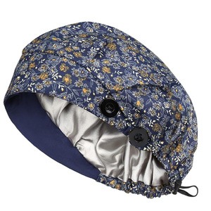 Floral Print Polyester/Cotton Surgical <b>Cap</b> with Buttons Tie Back Needle Detection for Hospital Uniforms Unisex <b>Scrub</b> Accessory - Product Image 1