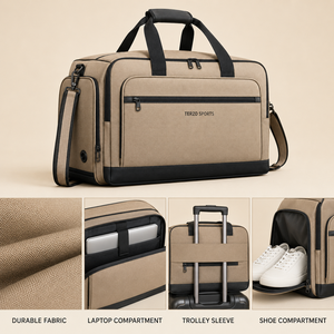 Terzo Sports Canvas Gym <b>Duffel</b> <b>Bag</b> 20-30L Adjustable Strap Durable Unisex Casual Fitness <b>Bag</b> with Zipper Closure - Product Image 5