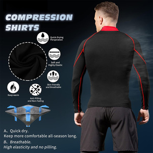 T-shirt de compression à manches longues haute performance pour homme, logo personnalisé, séchage rapide, vêtements de sport pour la gym, l'exercice et la course à pied - Product Image 3