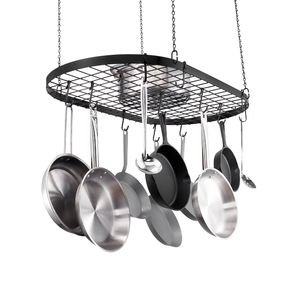 Portavasi Sospeso da 32 Pollici con Montaggio a Soffitto, 12 Ganci a S, Capacità di Carico 80 Libbre, Organizzazione a Parete per Essenziali da Cucina - Product Image 1