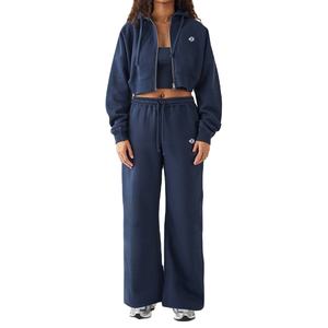 Conjunto Deportivo de Felpa 100% Algodón con Cremallera Frontal y Pantalones Anchos, Logotipo Personalizado, Conjuntos para Correr, Producción al por Mayor OEM ODM - Product Image 1