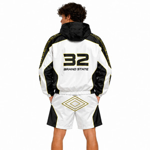 <b>Y2K</b> <b>Streetwear</b> Custom Contrast Panel Nylon Windbreaker Shorts Men Hooded Lightweight OEM Private Label Sportswear Summer Jackets - Product Image 2