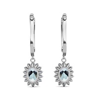 925 Sterling Silber Nature del stein Himmelblau Topas Schmuck Vintage Blume Huggie Tropfen Ohrringe für Frauen Destiny Jewell ery
