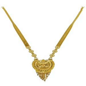 22K Solid Gold Rani Haar Long Necklace Traditional Indian <b>Bridal</b> Haram Real Yellow Gold Wedding Jewelry for Women - Product Image 1