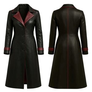 Solid Trader Top Quality Elegant Style Clean Cuts Beautiful Texture Warm Winter Wear Womens <b>Long</b> <b>Leather</b> <b>Jacket</b> - Product Image 5