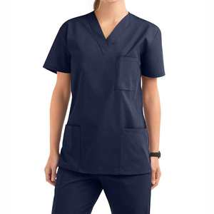 Tenue médicale pour infirmières, uniforme en tissu tricoté à col en V avec poches, ensemble de blouses d'hôpital avec logo brodé, tenues unisexes - Product Image 6