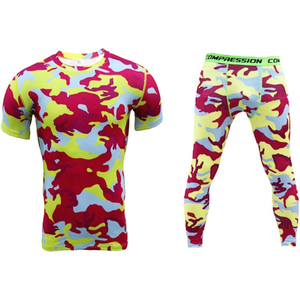 Ensemble de survêtements de compression respirants pour hommes, grande taille, coupe régulière, taille haute élastique, devant uni, en Spandex/Nylon, décontracté, pour l'extérieur - Product Image 4