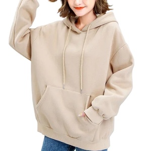 Conjunto de Sudadera con capucha y Jersey para mujer de talla grande personalizada de algodón de gran tamaño con cuello redondo gris tejido con capucha recortada - Product Image 1