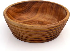 Bol à salade en bois naturel, fait main, pour la cuisine et la salle à manger, design rustique avec motifs de grain de bois uniques - Product Image 5