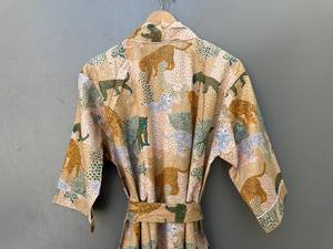 Indian Beach Cover Up Animal Print Cotton <b>Kimono</b> <b>Robe</b> Boho Summer Wear - Product Image 6