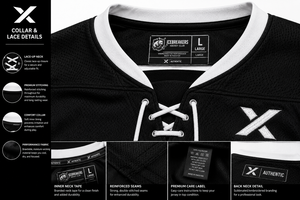 Camiseta de Hockey Sublimada con Cuello en V en Blanco y Negro para Hombre X Sports City Icebreakers, Sin Mangas, Transpirable, de Secado Rápido y Absorción de Humedad - Product Image 3