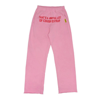 Pantalon décontracté en toile 100% coton doux à taille élastique pour homme, motif 'Awful Lot Of Cough Syrup', en polaire, personnalisable, vente en gros, haute qualité 2026