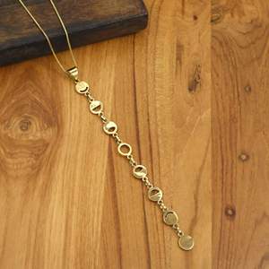 Collier pendentif phases lunaires en laiton avec longue chaîne, style céleste bohème minimaliste, bijoux de mode, fournisseur Inde - Product Image 2