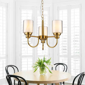 Lámpara Colgante Moderna Minimalista de Altura Ajustable con Doble Cristal y Acabado Dorado para Mesa de Comedor o Mesita de Noche - Product Image 2