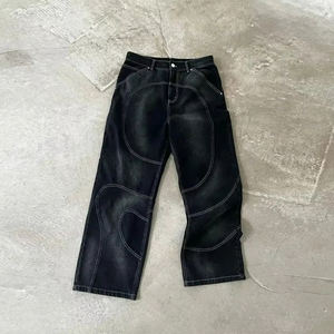 Ensembles de vêtements d'extérieur pour hommes, personnalisables OEM, veste en jean tricotée brodée et pantalon de survêtement, ensemble 2 pièces, style urbain, imprimé, automne, séchage rapide - Product Image 6