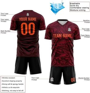 Camisetas y Camisetas de Fútbol para Adultos, 100% Poliéster, Sublimadas, con Nombres, Números y Logotipos Personalizados del Equipo, Transpirables y que Absorben la Humedad - Product Image 2