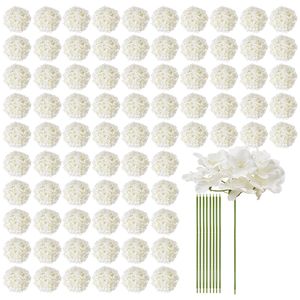 205 pezzi di fiori artificiali di seta bianca realistica alla rinfusa ortensia finta per bouquet fai da te da sposa centro doccia casa - Product Image 1