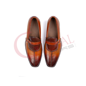 Chaussures habillées pour hommes en cuir véritable faites à la main, mocassins de bureau en cuir à motif autruche, chaussures formelles à enfiler - Product Image 6