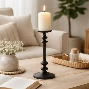 Black <b>Candlestick</b> Holder 14 Inch <b>Tall</b> Durable Home Decoration - Product Image 3