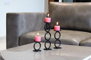 Support de bougie en fer forgé fait main et durable pour décoration intérieure - Ensemble portable de 3 bougeoirs à thé avec anneau métallique, idéal pour Pâques - Product Image 6