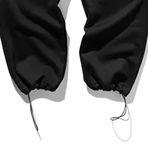 Pantalon de survêtement en coton noir pour homme, taille élastique avec cordon de serrage, décontracté, avec poches latérales, pour l'automne - Product Image 3