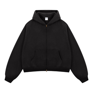 Sudadera Unisex Oversize con Cuello Alto y Cremallera, Forro Gris Azulado, Estilo Casual Urbano, Ropa de Otoño, 100% Algodón Felpa - Product Image 1