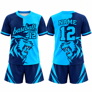 Maillot de baseball personnalisé sublimé, ensemble complet, vente en gros, design Lion, uniforme d'équipe, homme adulte, softball, évacuation de l'humidité, 100% polyester - Product Image 3