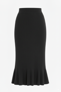 Jupe midi en laine côtelée anti-plis respirante pour femme, taille haute, ourlet sirène, décontractée et élégante, vente en gros - Product Image 2