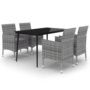 Grand ensemble de salle à manger de jardin en rotin PE gris pour une collection de meubles d'extérieur haut de gamme - Product Image 2