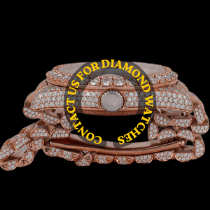 Reloj de Lujo con Aspecto Premium, Completamente Cubierto de Diamantes de Moissanita en Oro Rosa, Diseño Clásico Unisex con Esfera de Cristal y Números Romanos - Product Image 6