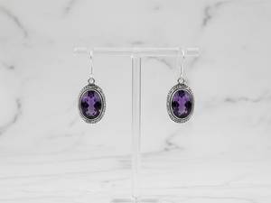 ต่างหูห้อยประดับอเมทิสต์ ทำมือ เงินแท้ 925 ชุบออกซิไดซ์ สไตล์โบโฮ วินเทจ เครื่องประดับอัญมณี ของขวัญสำหรับผู้หญิง สวยสง่า - Product Image 4