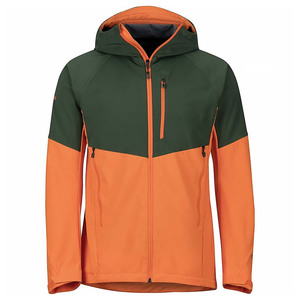 Chaqueta con Capucha para Hombre, Diseño Color Block Verde y Naranja, Tejido Softshell, Impermeable, Cierre de Cremallera, para Actividades al Aire Libre, Corte Regular, Todas las Temporadas, Poliéster - Product Image 1