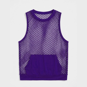 เสื้อกล้ามตาข่ายผู้ชายแบบเรียบสีพื้น ระบายอากาศได้ดี ราคาโรงงาน ขายส่ง - Product Image 1