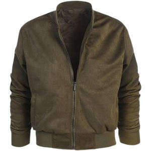 2026 OEM Premium Olive Green Faux <b>Suede</b> Stand Collar Front Men's High Quality Low MOQ Low Price Winter Windproof Bomber <b>Jacket</b> - Product Image 5