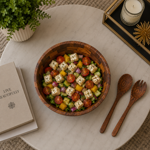 Juego de Ensaladera de Madera de Acacia Premium con Cuchara y Tenedor de Madera, Tazón para Servir Hecho a Mano, Ecológico, para Cocina y Comedor - Product Image 2