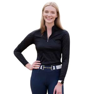 เสื้อเบสเลเยอร์สำหรับขี่ม้า แขนยาว สีพื้น ซิปครึ่งตัว ระบายอากาศได้ดี ป้องกันแสงแดด - Product Image 1