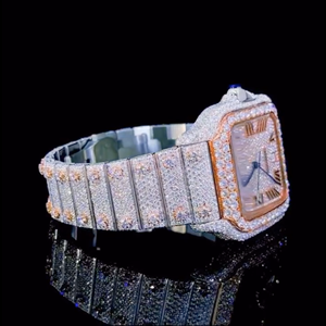 Montre Hip Hop personnalisée de haute qualité, entièrement sertie de diamants VVS cultivés en laboratoire, cadeau pour homme - Product Image 2
