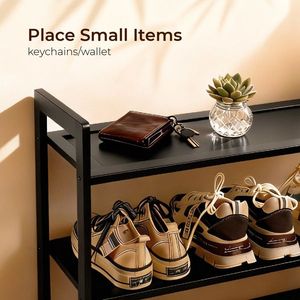 ชั้นวางรองเท้าไม้ไผ่แบบแบน 6 ชั้น สีดำ ขนาด 68*25*89 ซม. - เพื่อการจัดระเบียบและประหยัดพื้นที่ - Product Image 2