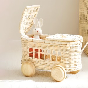 Train à tirer en rotin tressé à la main, jouet éducatif pour enfants - Product Image 4