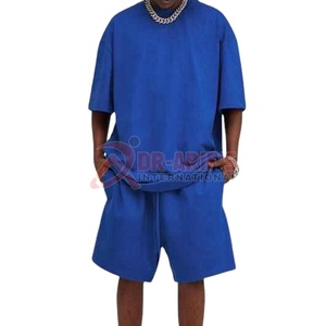 Survêtement décontracté pour hommes 100% coton à manches courtes surdimensionné Logo personnalisé T-shirt respirant deux pièces ensembles courts - Product Image 6