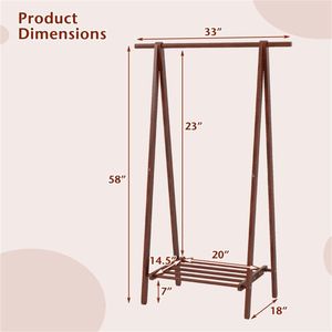 Porte-manteau autoportant en bois massif avec étagère de rangement inférieure, pliable et pratique - Product Image 4