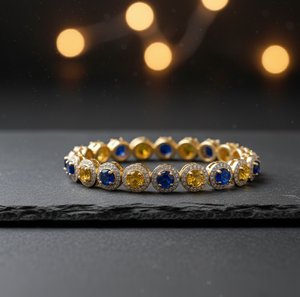 Brazalete de Plata de Ley 925 con Incrustaciones de Circonitas Cúbicas Multicolores, Bañado en Oro de 18K, con Piedras Redondas, 15 Gramos, Diseño para Mujer - Product Image 1